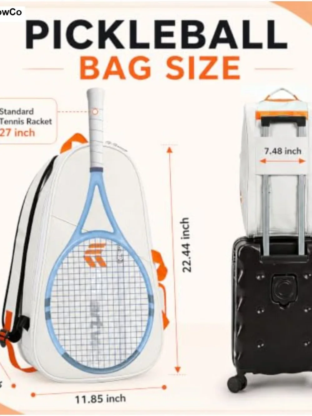 Smartway Pickleball Bag 40L Backpack Duffel for 6 Rackets Gym Travel PU